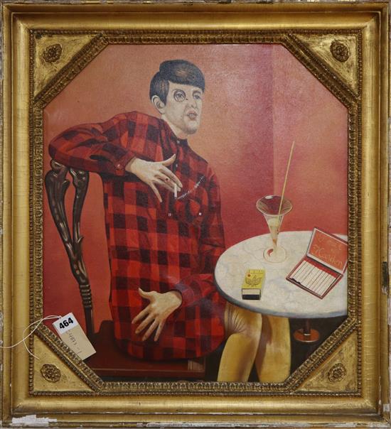 After Otto Dix, portrait of the journalist of Hardman, oil on board, 50 x 46cm, (original in Pompidou centre)